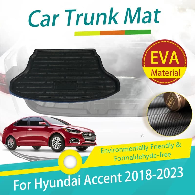 Car Rear Trunk Mats For Hyundai Accent Solaris Verna Sedan HC 2018~2023 Waterproof Pads Boot Rug Suitcase Cover Auto Accessories