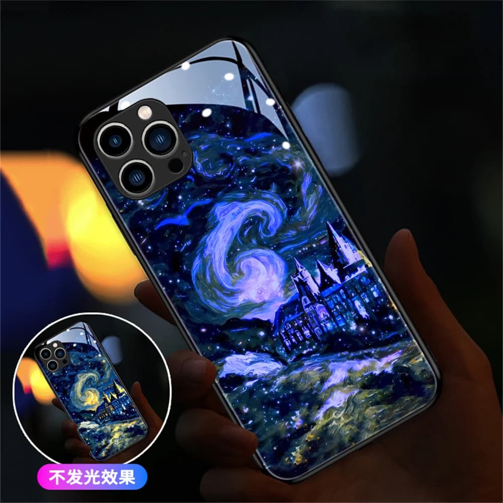 Dreamy Night Sky LED Light Phone Case Glitter Call Flash Cover For iPhone Air 18 17 16 E 15 14 13 12 11 Pro Max Plus