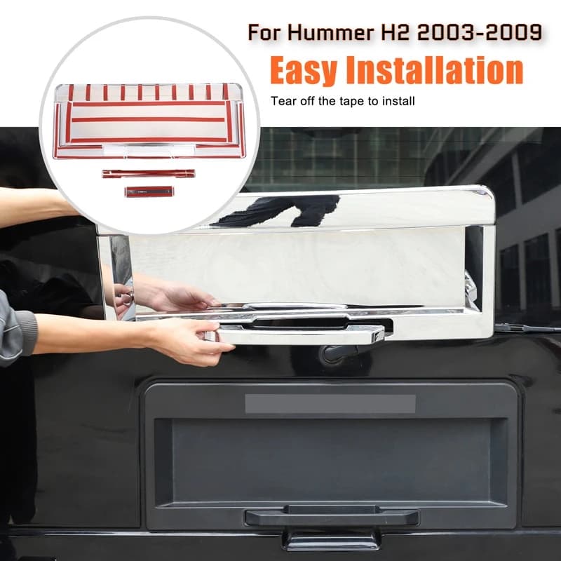 For Hummer H2 2003-2009 ABS Silver Car Rear Tailgate license plate holder Trim Car Accessories