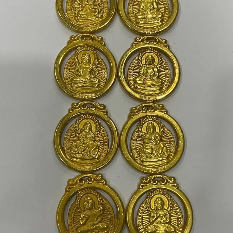 Collectible Copper Gilt Auspicious Tibetan Style Eight Guardian Deities Pendant Ornament