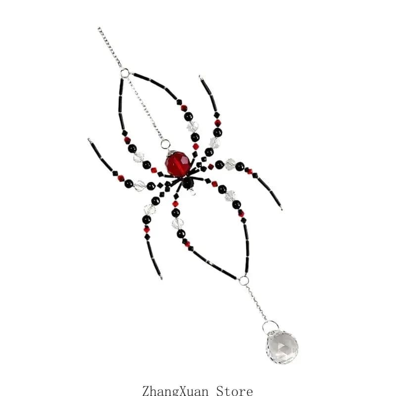 Chain-Suspended Spiders Figure with Metal and Glass Beads 3XUF