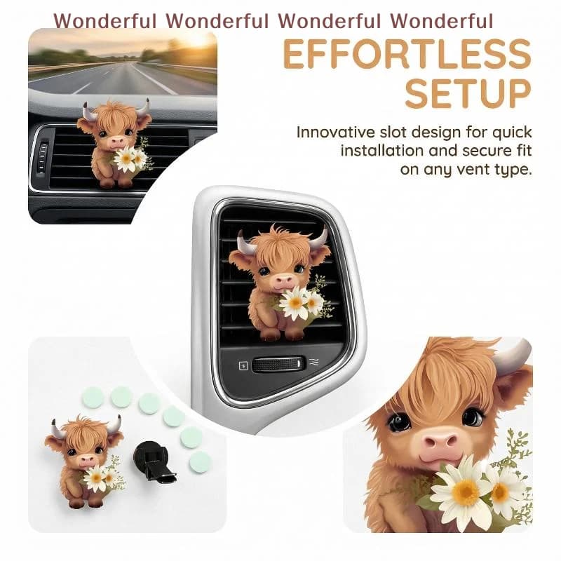 Car Air Freshener Cow Shape Clip for Air Vent Long Lasting Odor Removal Interior Accessories for All Vehicle Types