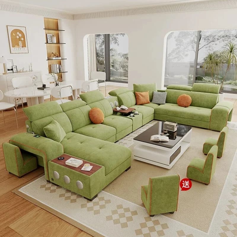 CX fabric sofa living room, modern simple small apartment straight corner cotton and linen sofa