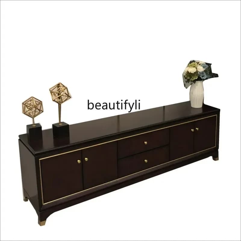 LXAmerican light luxury postmodern TV cabinet neoclassical solid wood audio-visual, simple walnut TV cabinetSSS