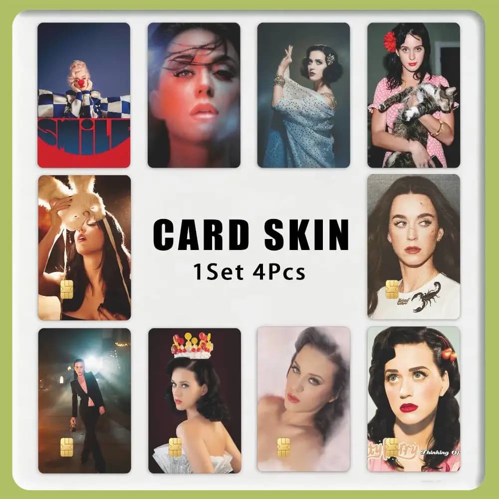 Beautiful K-Katy P-Perry 1Set 4Pcs Waterproof Card Skin Stickers for Credit Bus IC Cards