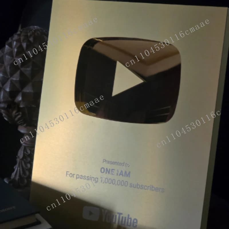 Customized Name, Personalized YouTube Play Button Trophy, Aluminum YouTube Shield Cup Award
