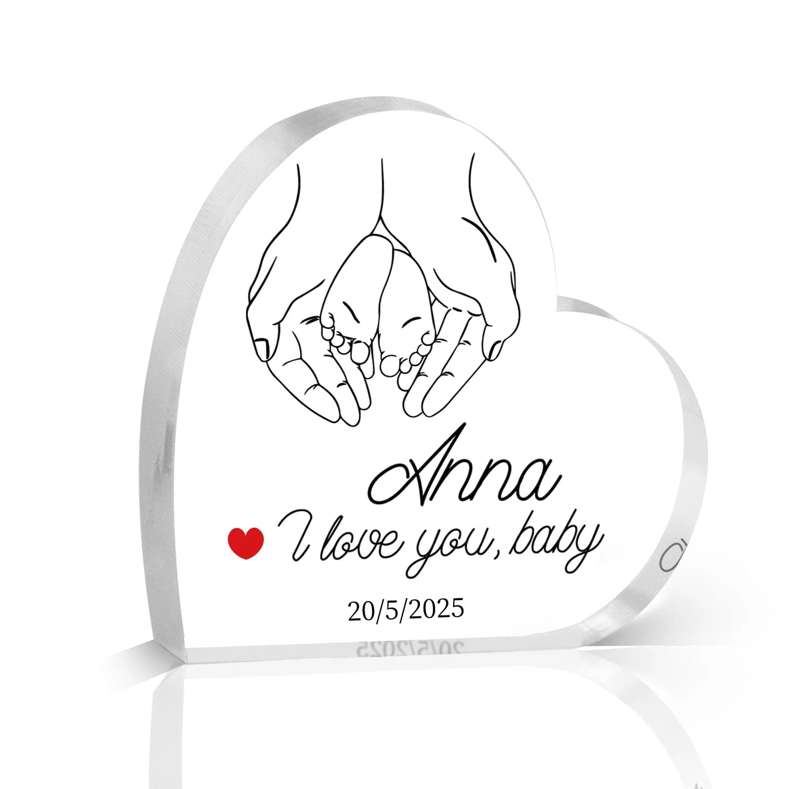 Personalised Acrylic Plaque Love Gift Custom Romantic Message & Date, Heart Keepsake for Anniversary ,Baby Wedding Present Decor