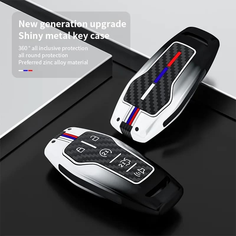 For Ford Fusion F-150 Edge Explorer Mustang Lincoln MKZ MKC Platinum 2016 F150 Lariat 5 Button Alloy Car Key Case Cover Keychain