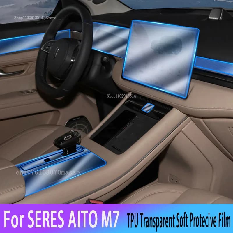 HD Clear TPU Car Interior Gear Dashboard Protective Film For SERES AITO M7 2022-2024 Transparent  Anti-scratch Accessories