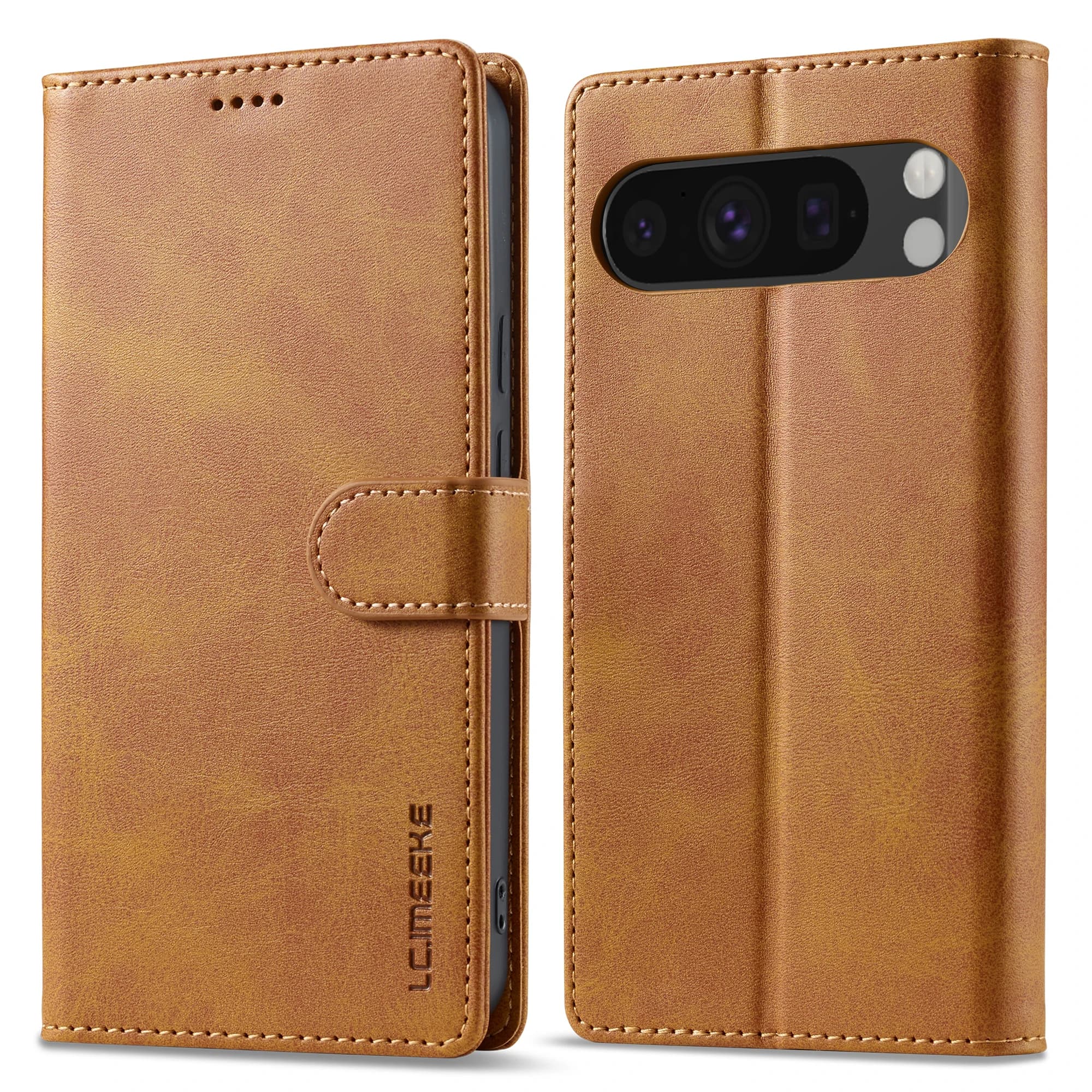 Wallet Stand Case For Google Pixel 10 9 8 7 6 Pro PU Leather Flip Holster Protective Full Cover, Shockproof Shell Manetic Buckle