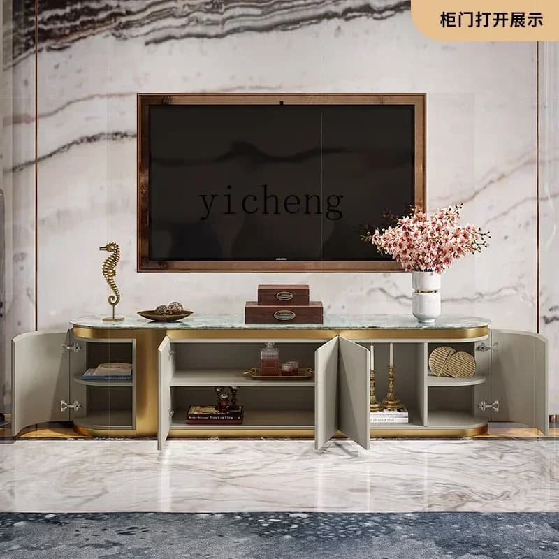 DSA   Luxury TV Cabinet Large Apartment Marble Living Room High-End Floor Cabinet Coffee Table Set