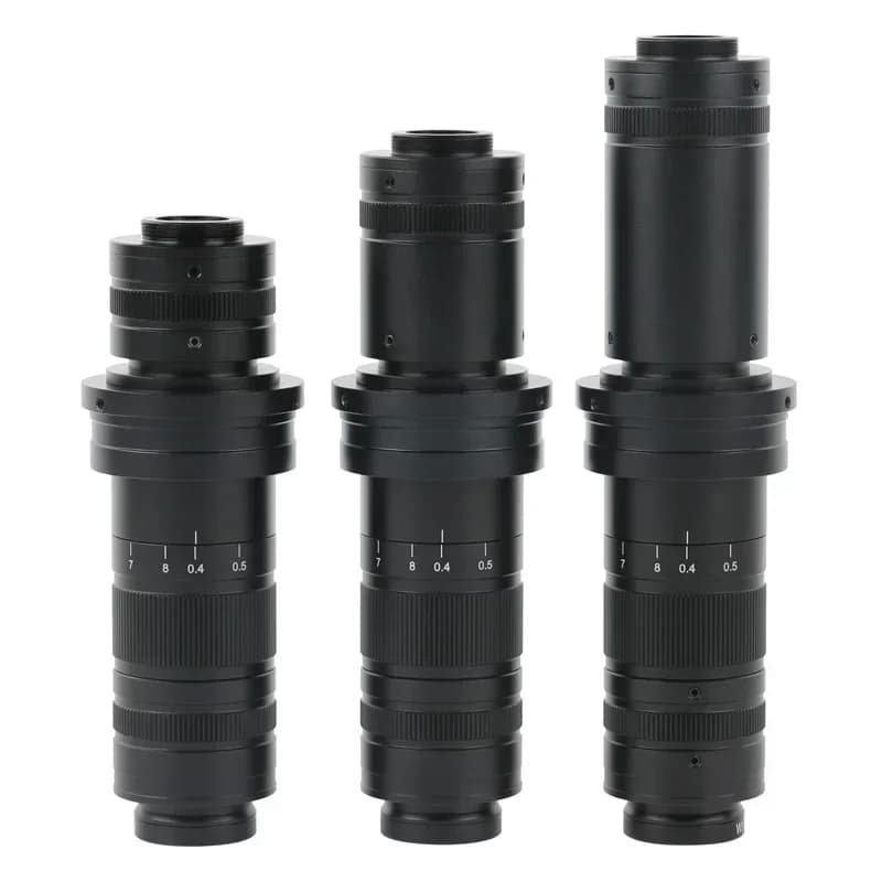 Video Microscope Camera 0.4X-8X Continuous Zoom C-Mount Lens 200X 400X 800X Large Magnification Magnifier Barlow Objective facto