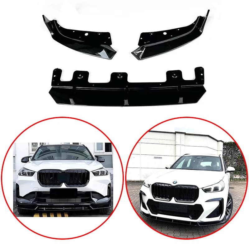 For BMW X1 iX1 U11 M Sport & Standard 2020 2021 2022 2023 Performance Style Car Front Lip Bumper Spoiler Body Kit Glossy Black
