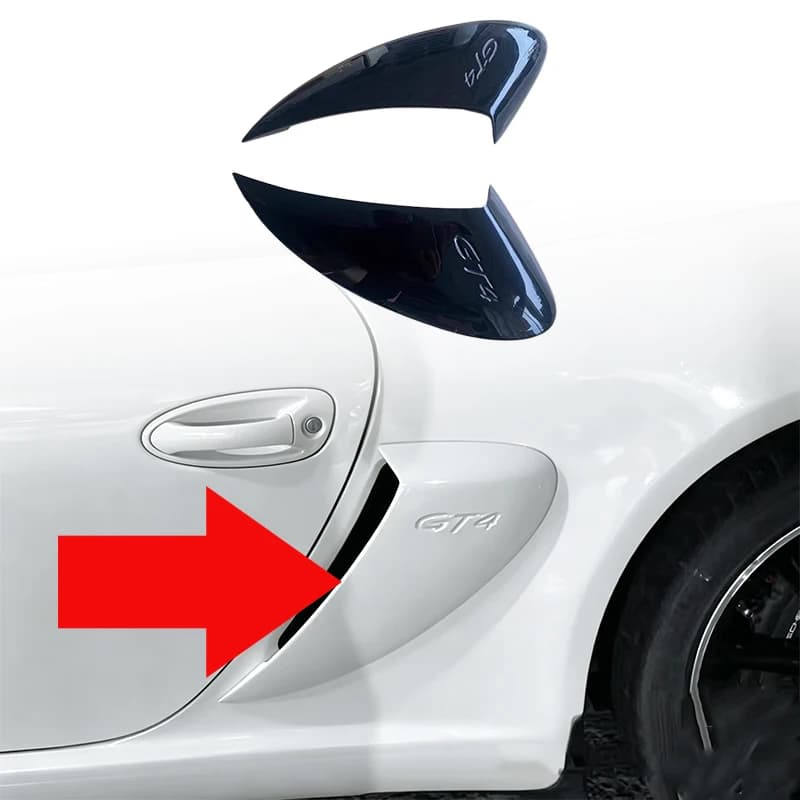 Side Air Intake Rear Fender Vents With GT4 Logo For Porsche 987 Cayman Boxster 2005‑2012 Exterior Body Kit Car Aero Tuning Decor