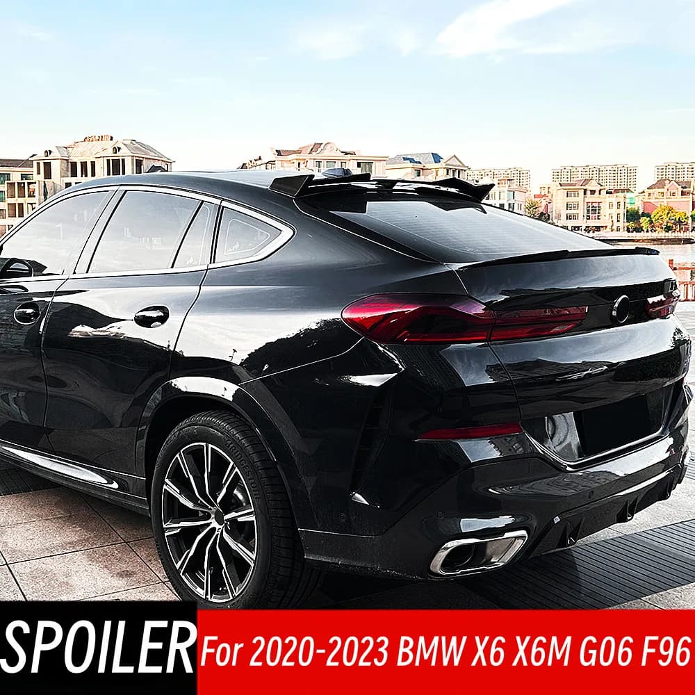 For BMW X6 X6M G06 F96 2020 2021 2022 2023 Rear Roof Window Trunk Lid Spoiler Wings Car Black Carbon Exterior Tuning Accessories