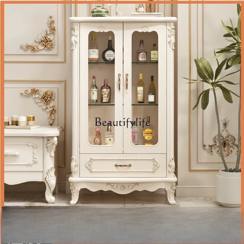 yj7  Wine cabinet European style modern simple dining side display objects against the wall household living room TV side cabine