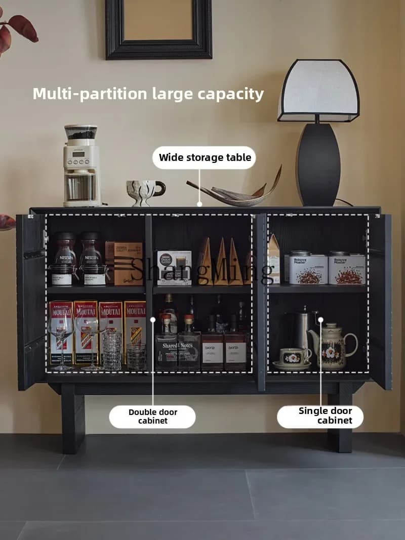 CLLsolid wood black dining side cabinet integrated locker light luxury restaurant tea storage cabinet