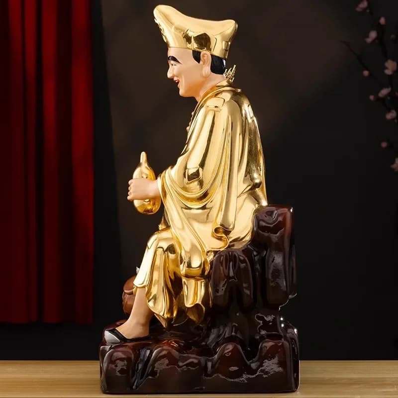 TQH-i7.7 Jigong Buddha Statue Pure Copper Gold Household Offering Dragon Subversion Epileptic Monk Li Xiuyuan Ornament