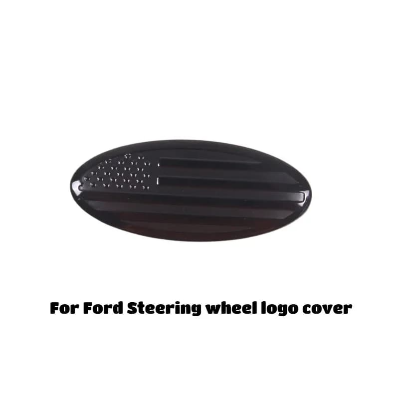 For Ford Focus Mondeo Edge Escort Ranger Wildtrak Steering Wheel Logo Aluminum Alloy Black Cover Trim Sticker Car Accessories