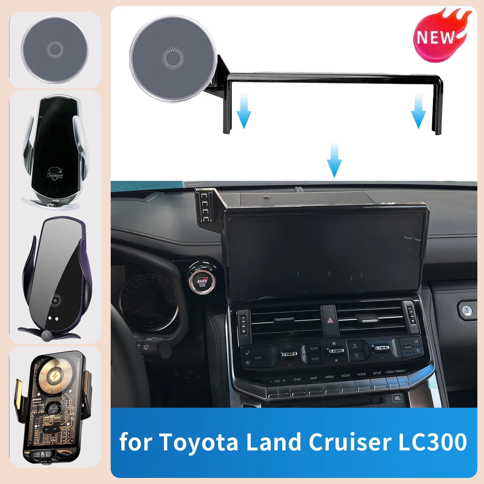 for Toyota Land Cruiser LC300 2022-2024 (Screen Without USB) Mount Dedicated Base In Car Mobile Support Portable Navigation