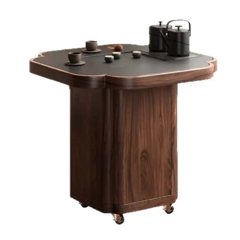 Solid wood four-leaf clover movable table, household small apartment table