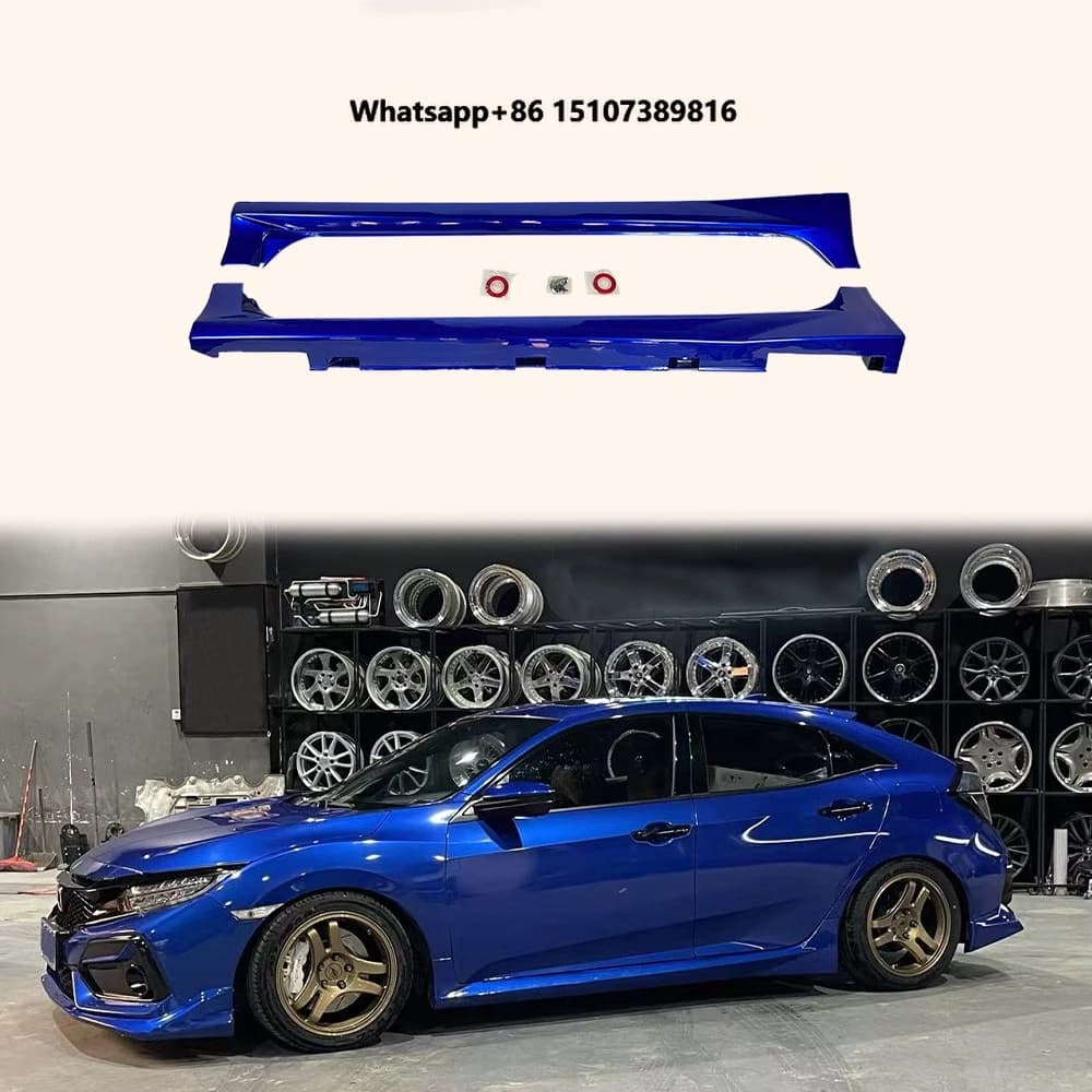 For Civic FK7 16-21 Hatchback Mug Blue Painted Side Skirts Replacement