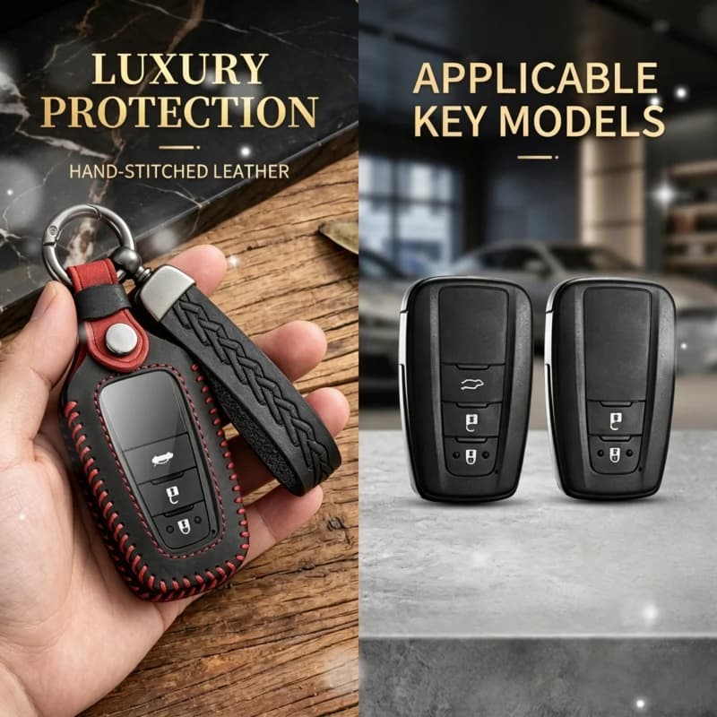For Toyota Prius Camry Corolla CHR C-HR RAV4 Land Cruiser Prado Leather Car Key Case Full Cover Shell Keychain Accessories