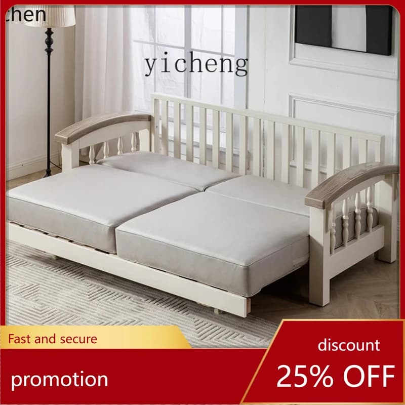 HXL solid wood sofa with tow all solid wood small apartment living room fabric sofa can be fully dismantled and washed sofa bed