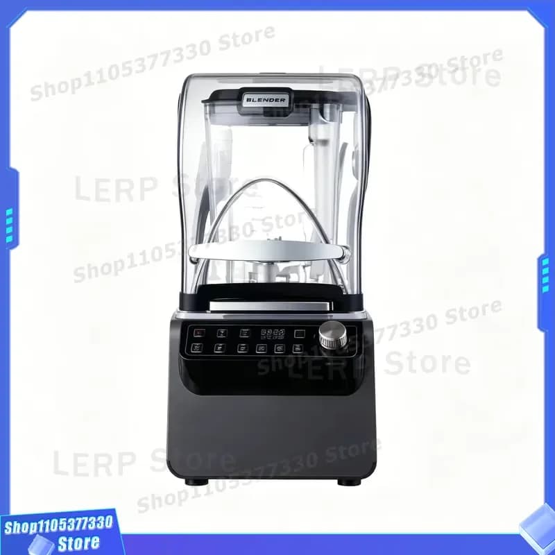 Commercial Smoothie Blender with Soundproof Cover Stepless Speed Control Automatic Mixer for Coffee Shop Bar Juice Making