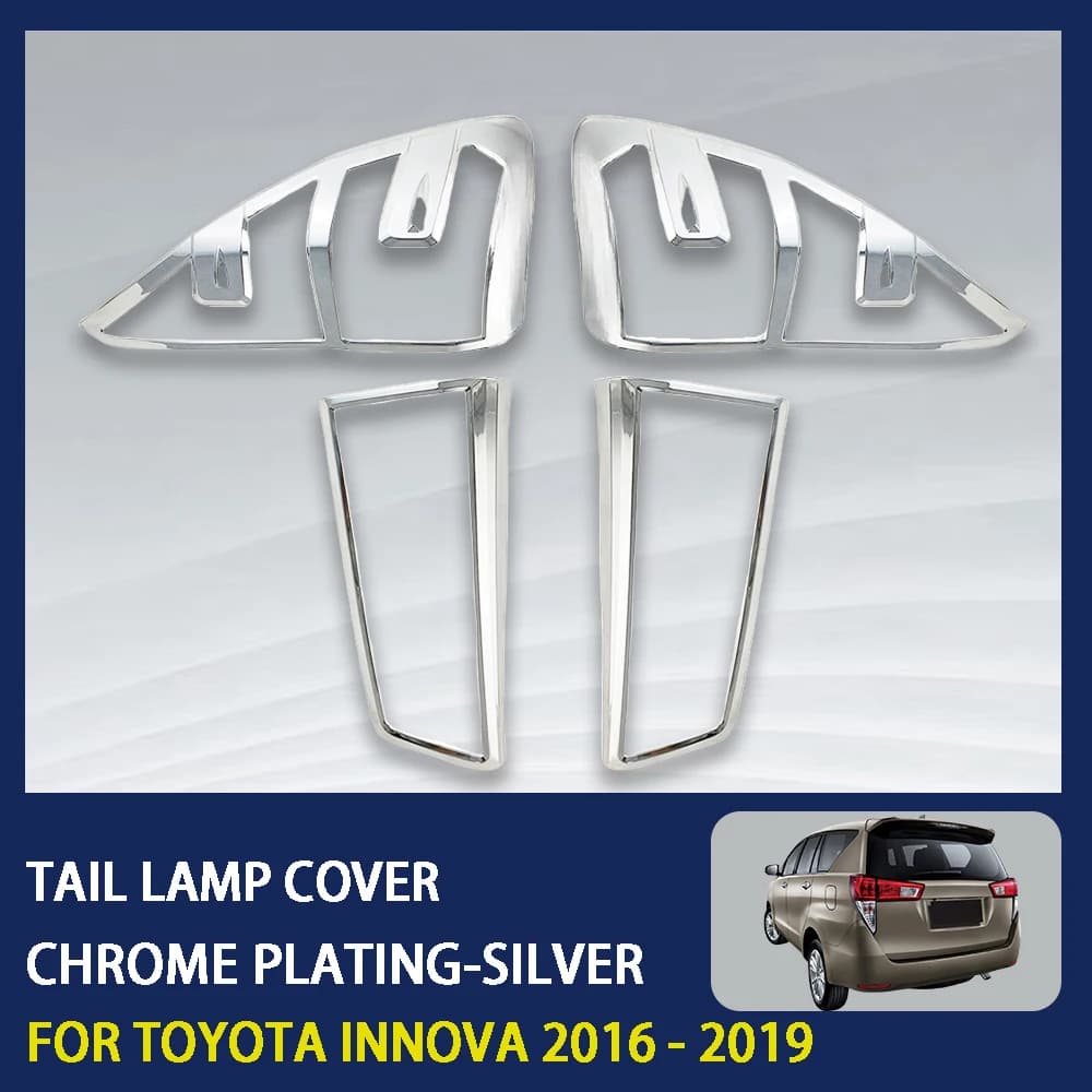 2 Pcs ABS Chrome Car Tail Lamp Cover For Toyota Innova 2016 - 2019 High-Quality Silver,Black Car Exterior Component Decoration
