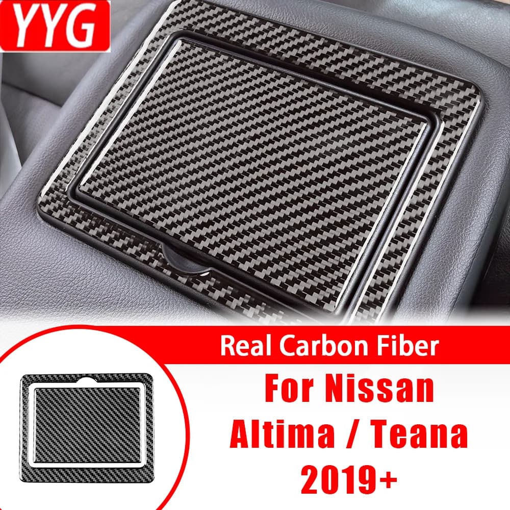Carbon Fiber Rear Cup Holder Holder Panel Car Accessories Interior Cover Trim Modification Sticker For Nissan Altima Teana 2019+