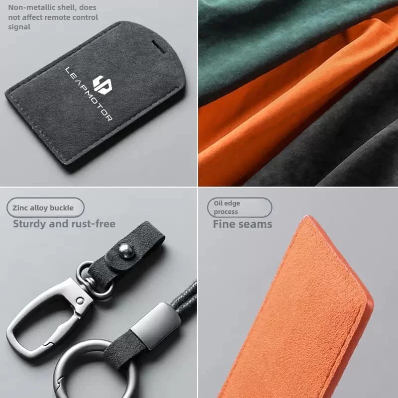 Auto NFC Card Key Protective Suede Holder With Keychain For Leapmotor C10 B10 C16 C11 C01 EV Interior Accessories