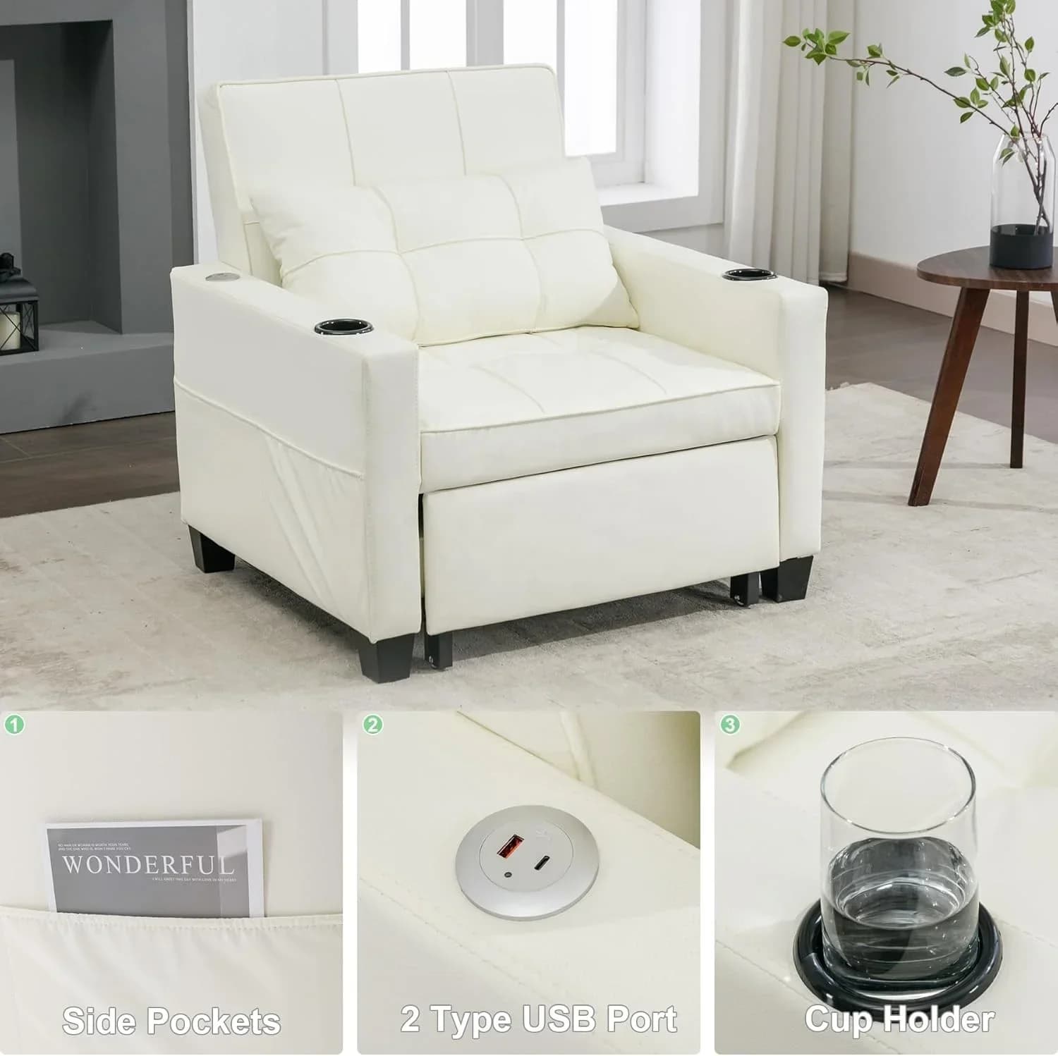 Cheap Selling OEM High End Luxury Single Sofa Chair Elegant Italian Stylish Genuine Leather Sleeper Chair Bed