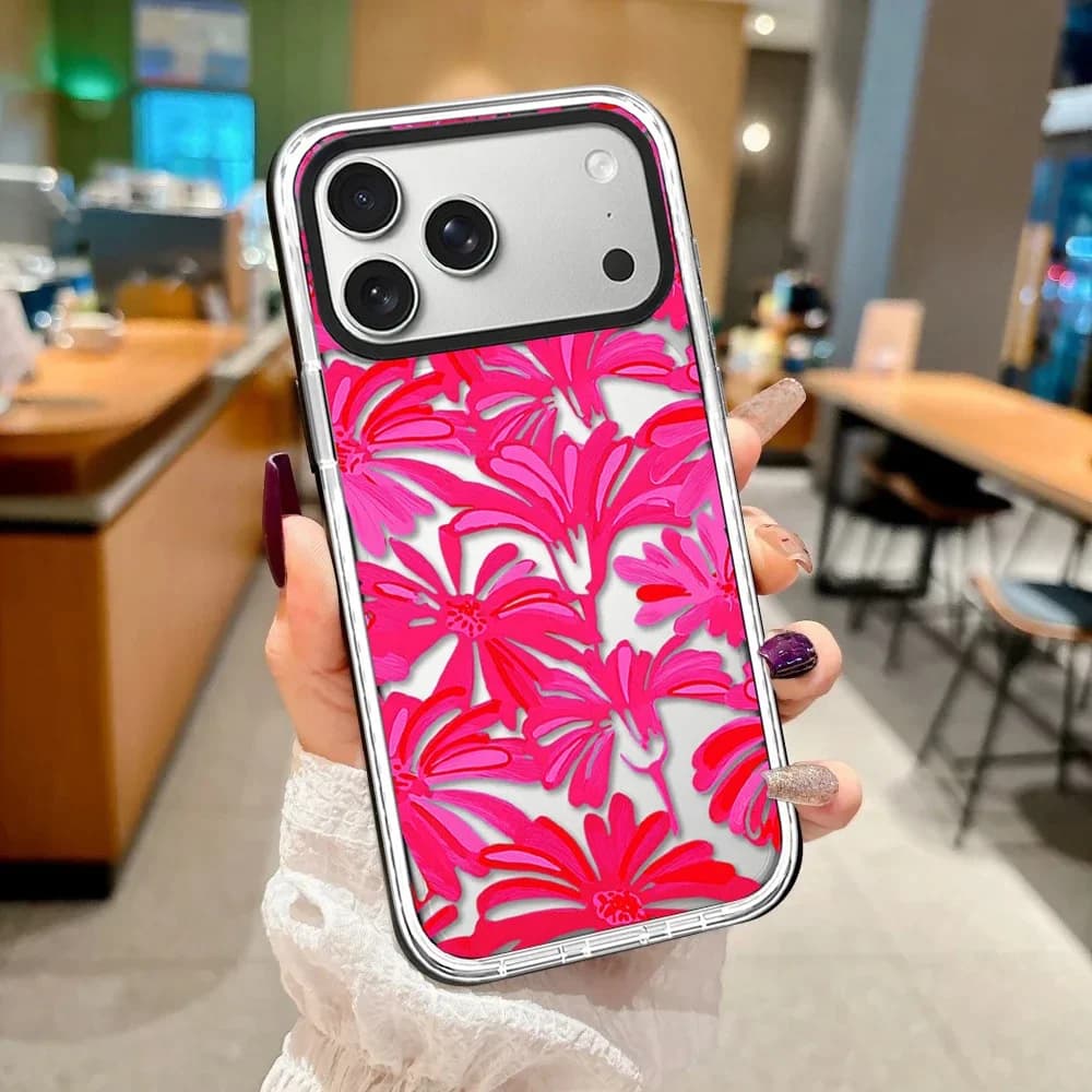 Full Screen with Red Leaves White Border Magnetic Phone Case Cover for IPhone 14 15 16 17 18 Pro Max Case