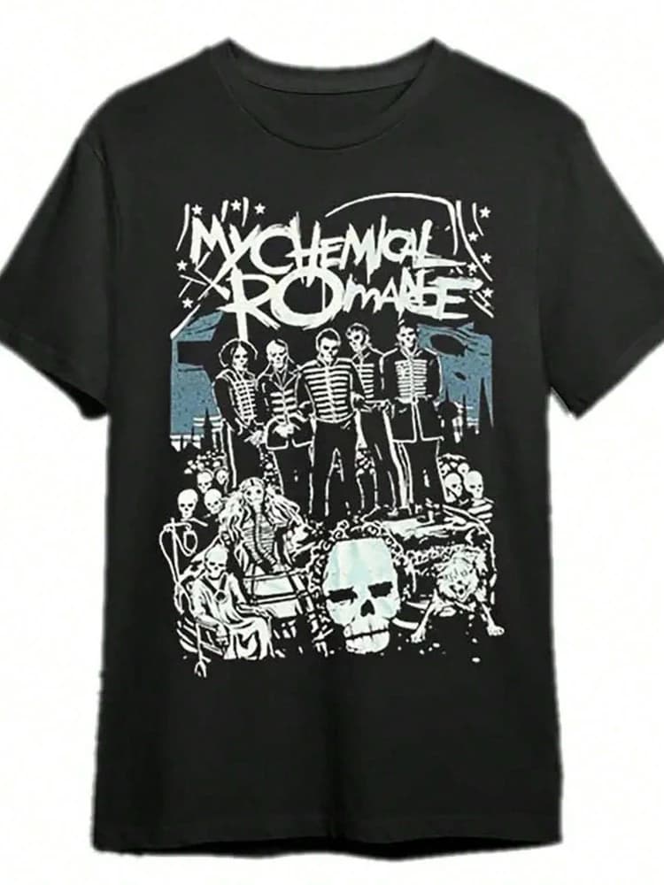 My Chemical Romantic Shirt, Cool Retro Casual Fun Wearing Exquisite Letter Pattern-100% cotton O-neck printed men's T-shirt.