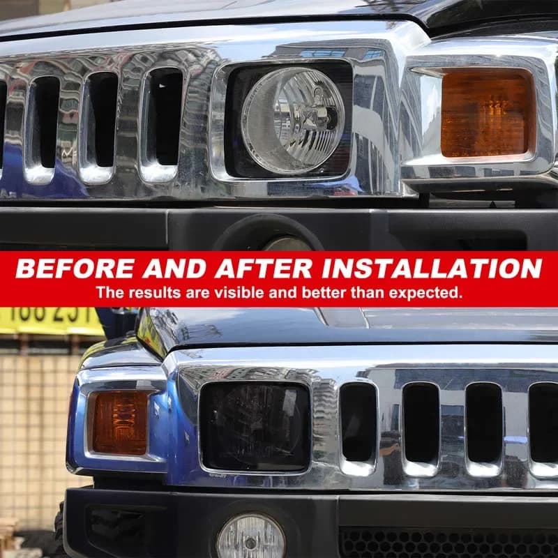 2Pcs TPU Black For Hummer H3 2005-2009 Car Headlight Rear Headlight Film Decorative Sticker Car Exterior Protection Accessories