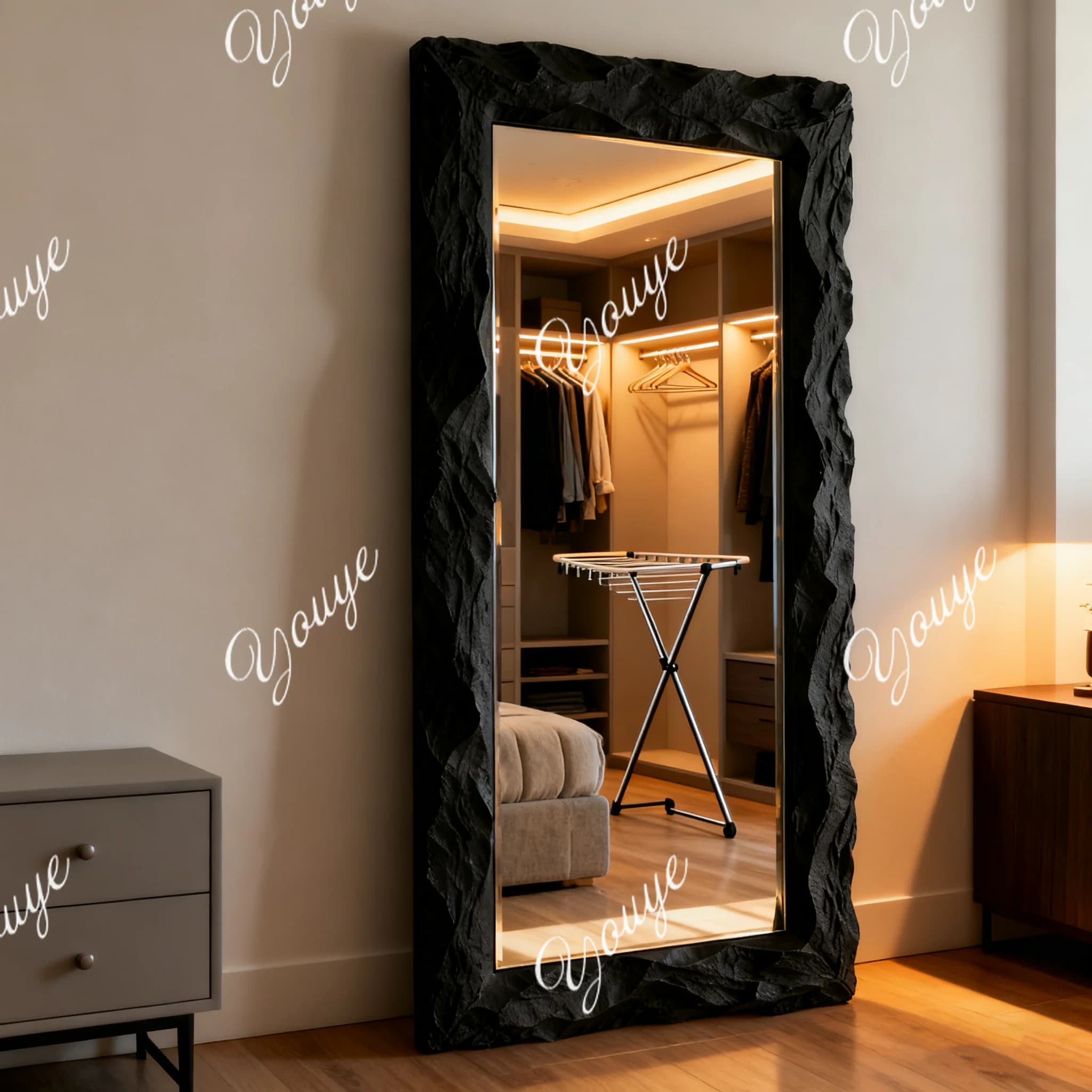 European creative full body mirror American style floor mirror clothing store thin fitting mirror cloakroom dressing