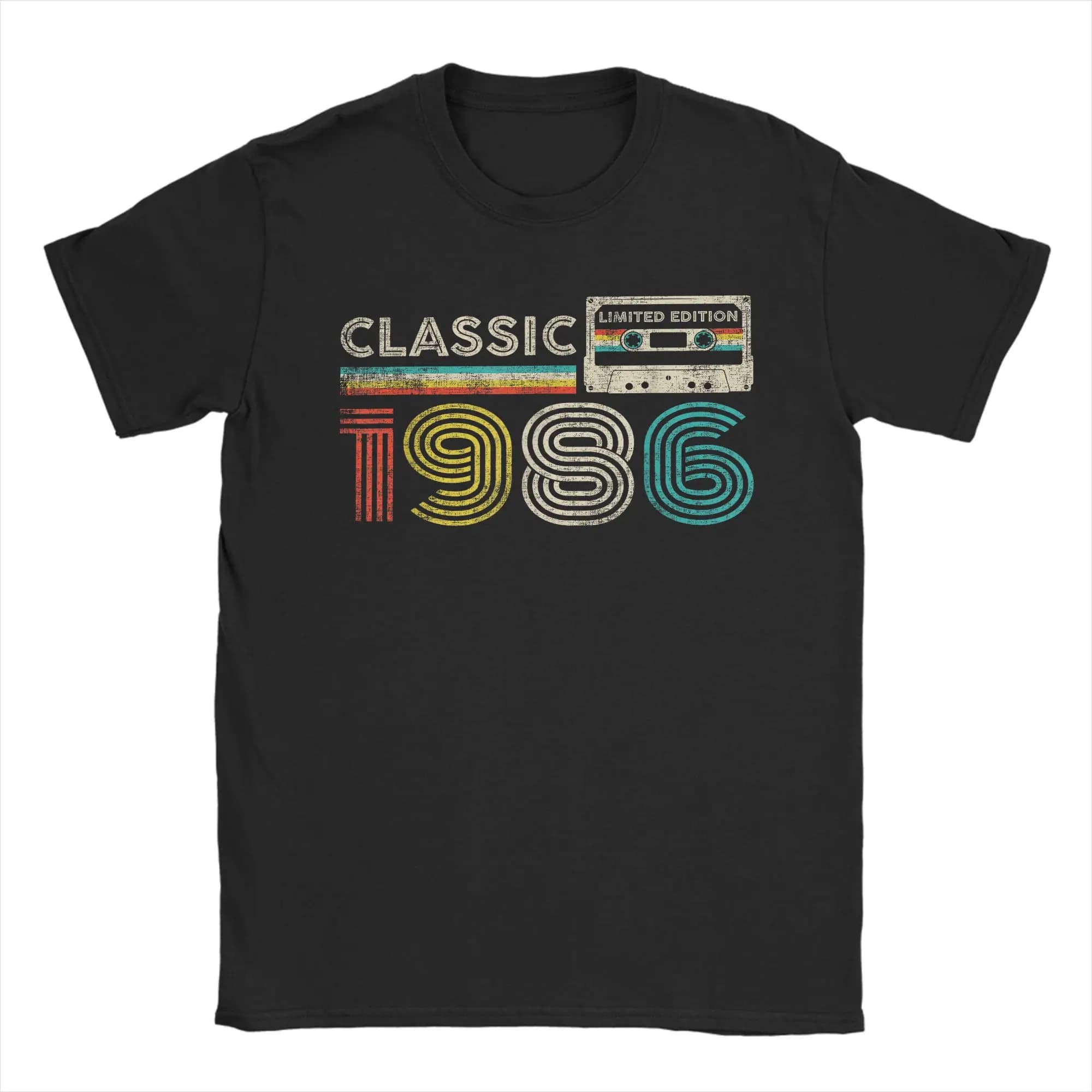 Classic 1986 Vintage 1986 Cassette Tape Men's T Shirt Novelty Tee Shirt Short Sleeve  O Neck T-Shirts Cotton Printed Clothing