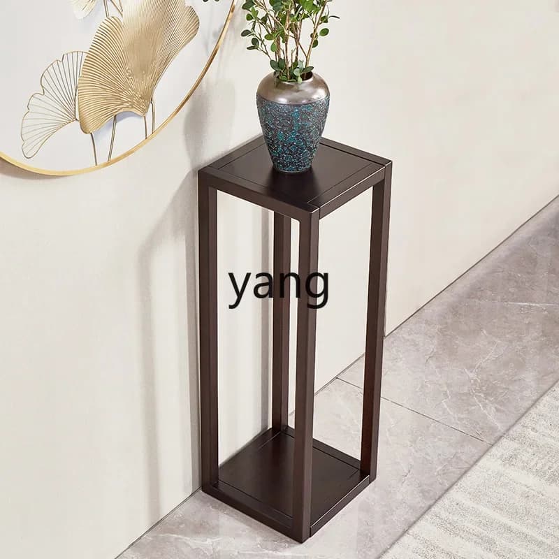 LTT Solid Wood Flower Stand New Chinese Style Black Walnut Wood Floor Flower Stand for Living Room