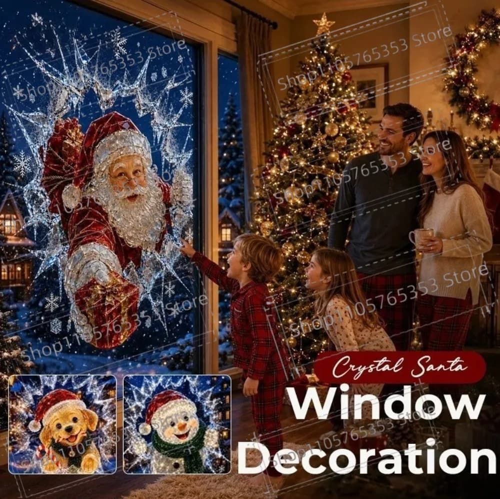 2026 Crystal Santa Claus Window Christmas Window Decoration Stickers Furniture Party Decoration