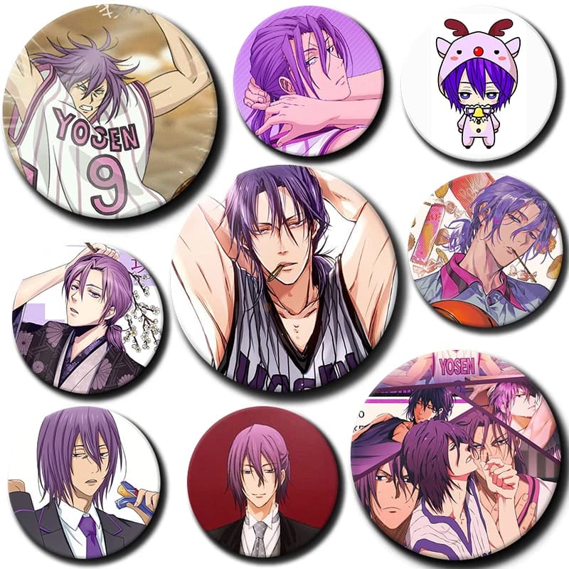 58mm Cartoon Character Murasakibara Atsushi Button Pin Anime Role Brooch Creative Badge for Backpack Clothes Decoration Gift