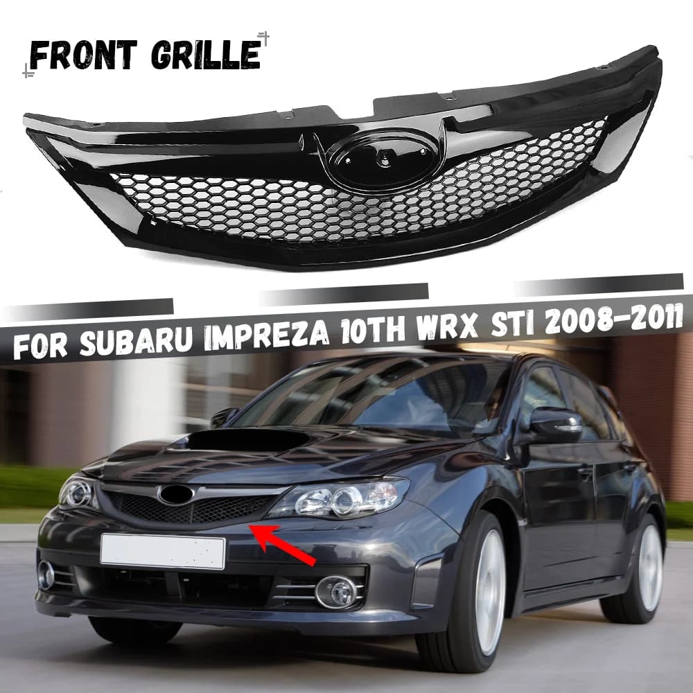 Front Bumper Grille Honeycomb Mesh Grill Guard Cover For Subaru Impreza 10TH GEN WRX STi 2008 2009 2010 2011