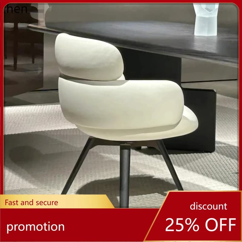 HT leather dining chair first layer cowhide minimalist household solid wood revolving dining table chair