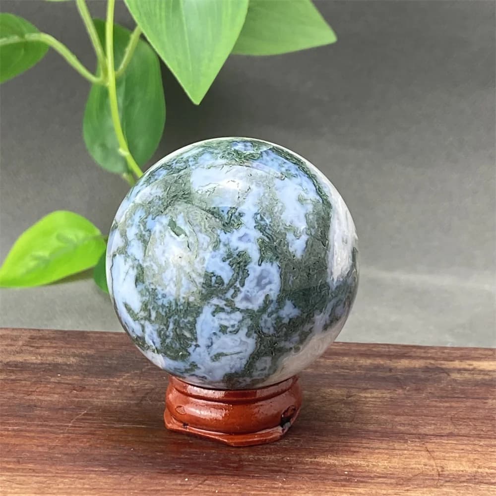 Natural Water Plant Agate Crystal Ball  Reiki Meditation Massage Magic Ball  Home Decoration Ornaments