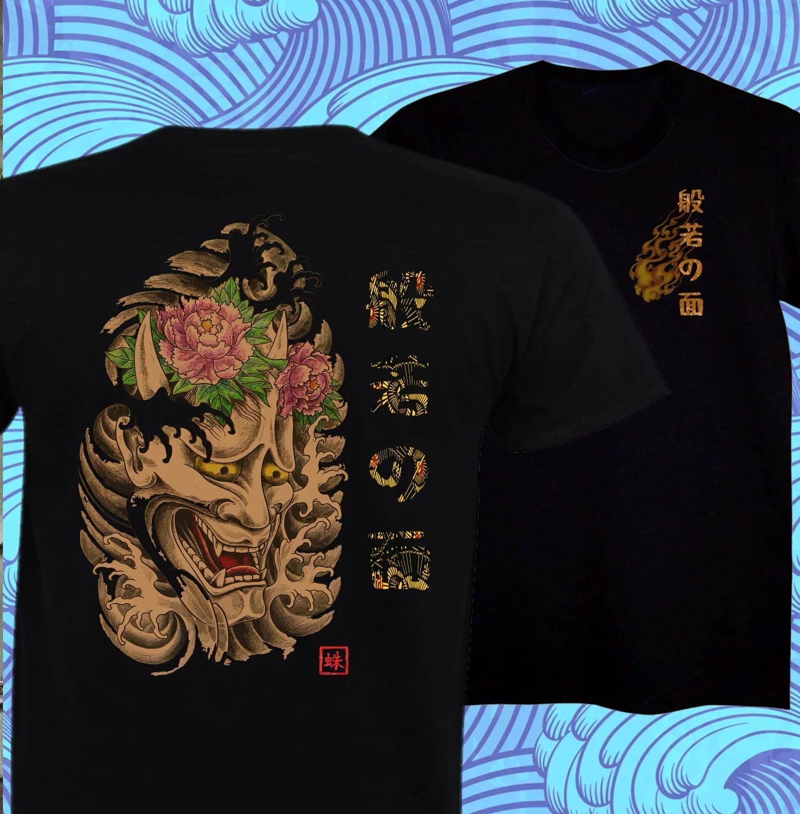 Unique Japanese Hannya Mask Kumo Graphic T-Shirt. Summer Cotton O-Neck Short Sleeve Mens T Shirt New S-3XL