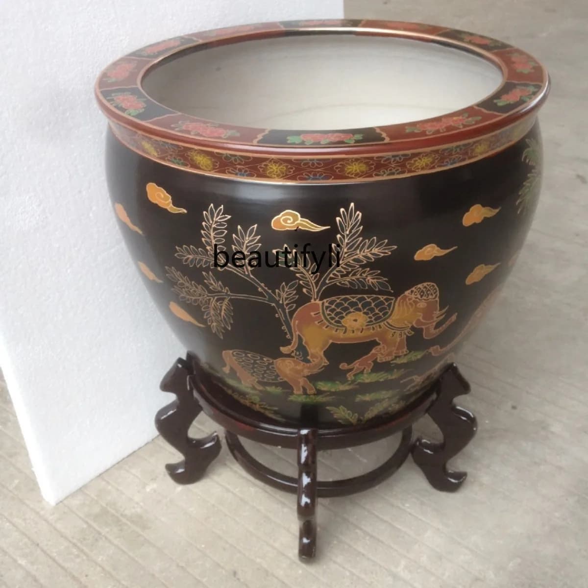 Painted elephant tank decorative utensils flower pots fish tank ornaments art storage jars