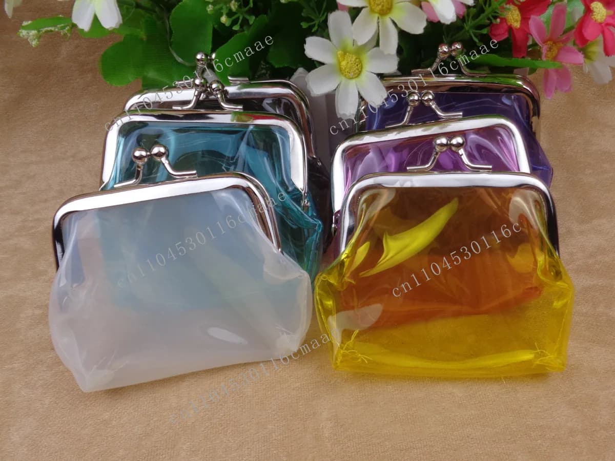 New, transparent 3-inch clip change bag, PPC material coin key gift bag, transparent printed bag.