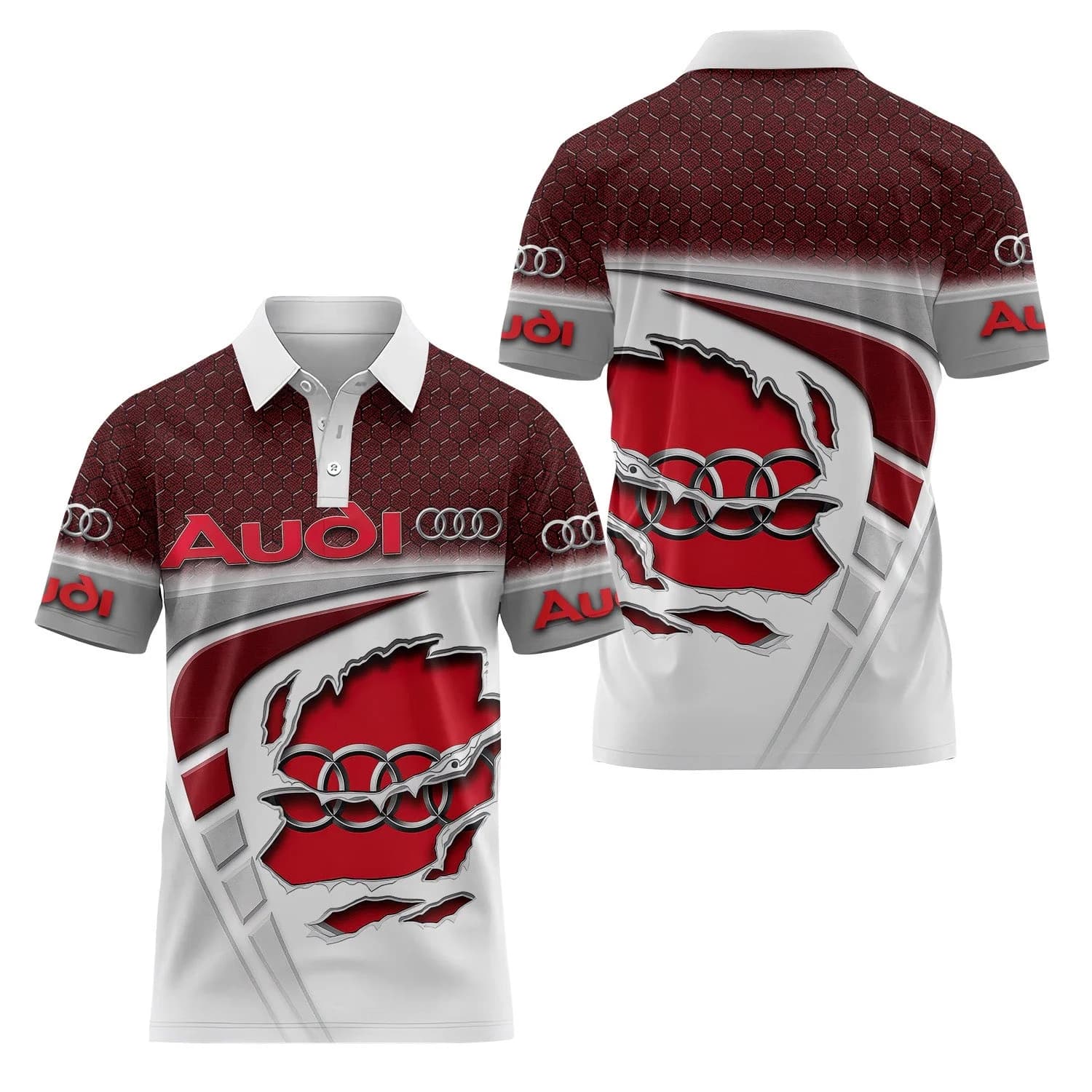 2026 High-Quality Short-Sleeved Polo Shirt 3D Printed Audi 4S Store Staff Fashionable Sport Collar T-Shirt Fast Dry