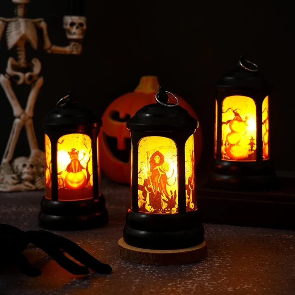 Halloween Decoration Retro Mailbox Small Wind Lamp LED Electronic Night Light Bar Party Festival Yard Home Decoration Figurines