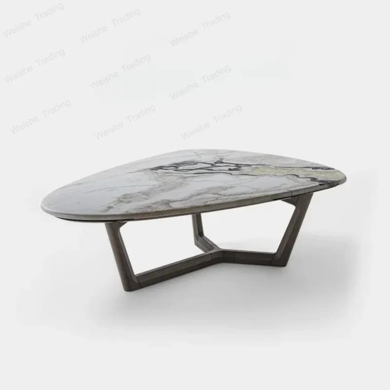 Italian minimalist solid wood special-shaped marble coffee table living room household light luxury small apartment corner table